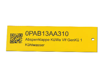Kunststoffschild mit QR-Code und Laserbeschriftung, 310
