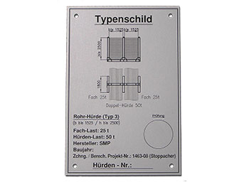 Typenschild aus Aluminium mit Primolux® Digitaldruck, ca. 110x180 mm, 208

